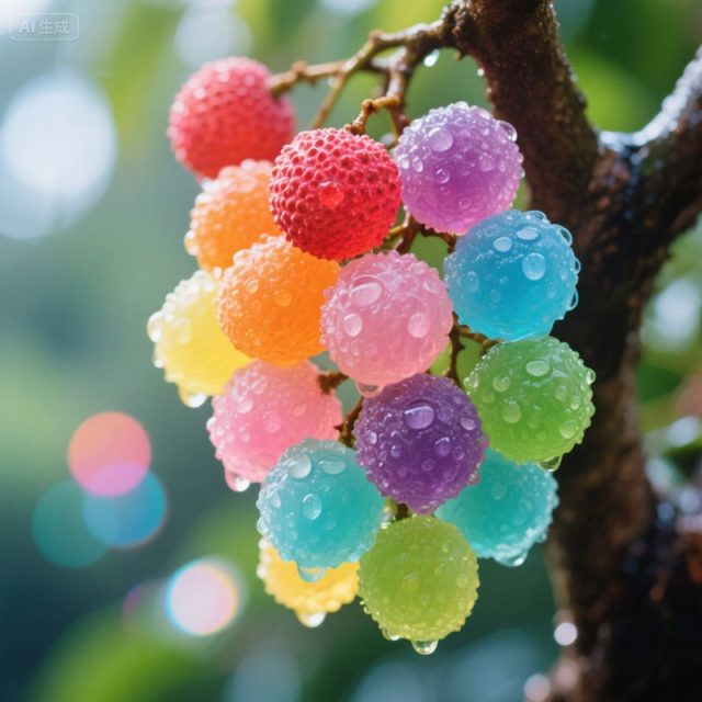 AI生成糖果色荔枝树~附提示词/咒语