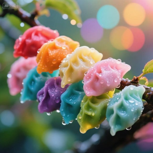 AI生成糖果色饺子树~附提示词/咒语