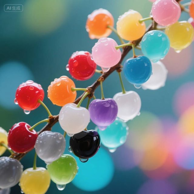 AI生成半透明晶莹剔透樱桃树~附提示词/咒语