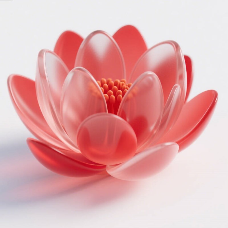 AI生成磨砂玻璃质感荷花~附提示词/咒语