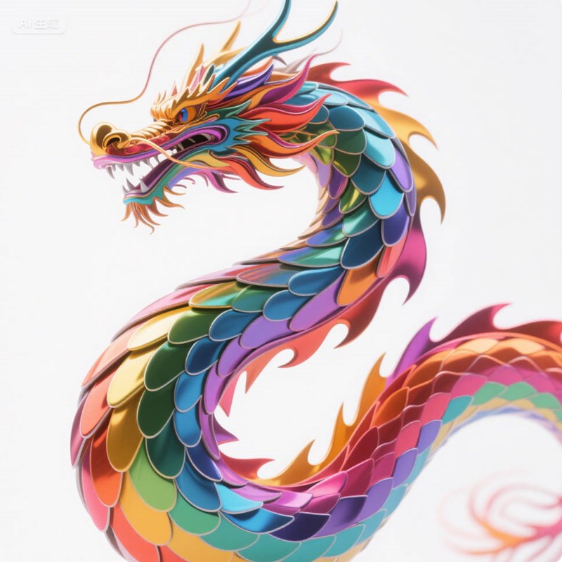 AI生成七色珐琅材质龙~附提示词/咒语