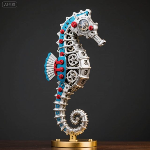 AI生成机械海马摆件~附提示词/咒语