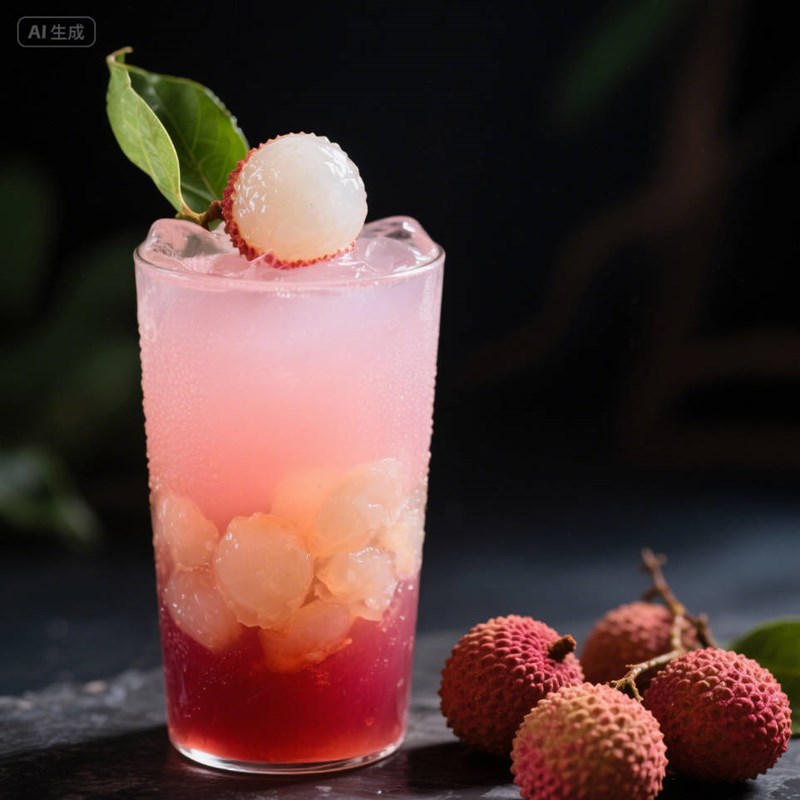 AI生成荔枝饮品摄影作品~附提示词/咒语
