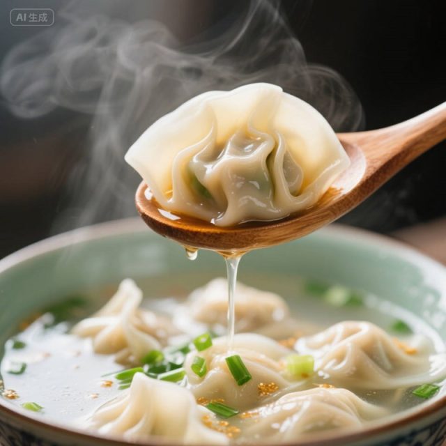 AI生成小馄饨美食摄影作品~附提示词/咒语