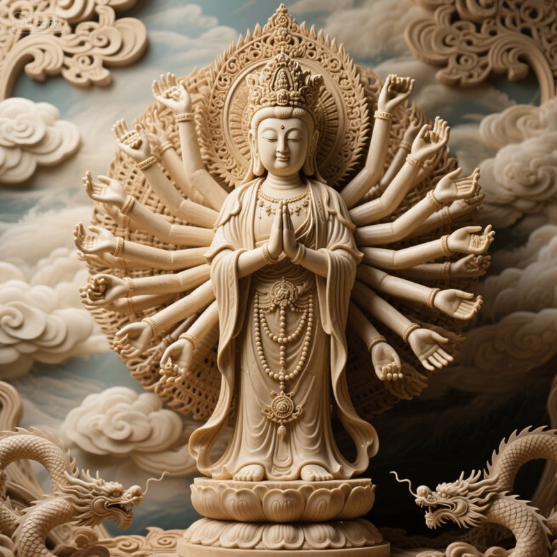 AI生成千手观音雕像~附提示词/咒语