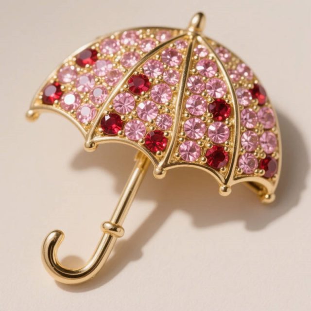 AI生成宝石雨伞胸针~附提示词/咒语