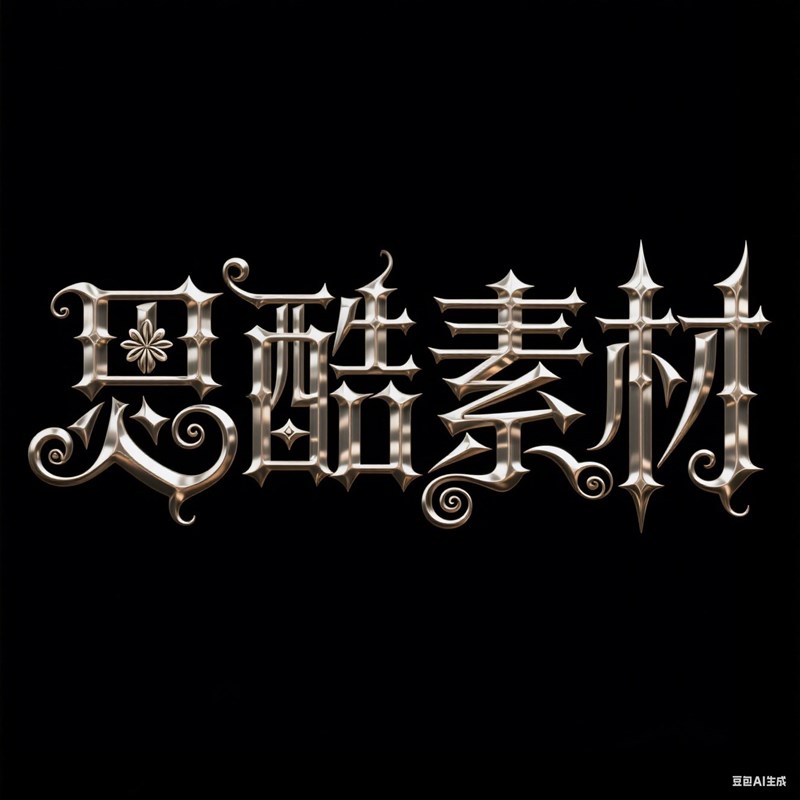 AI生成3D立体金属材质哥特字体~附提示词/咒语