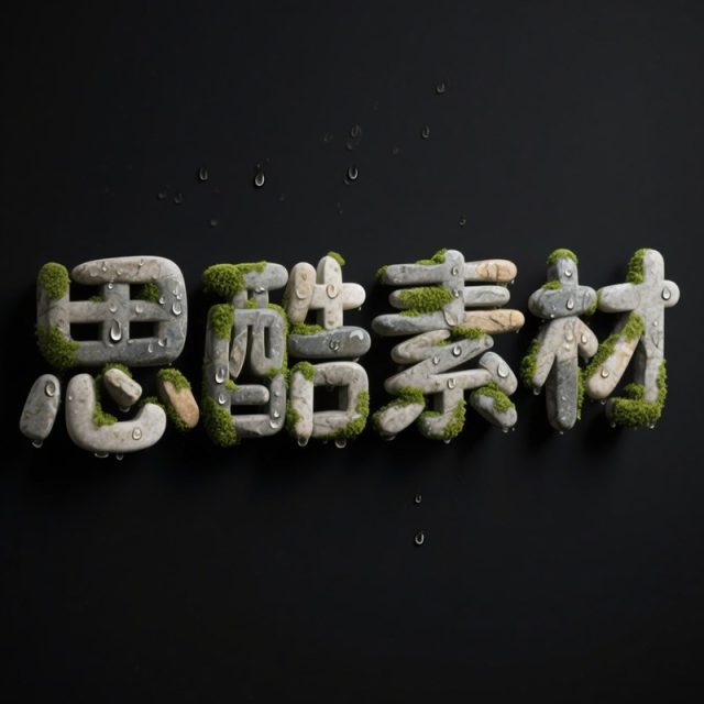 AI生成3D立体苔藓鹅软石材质创意字体~附提示词/咒语
