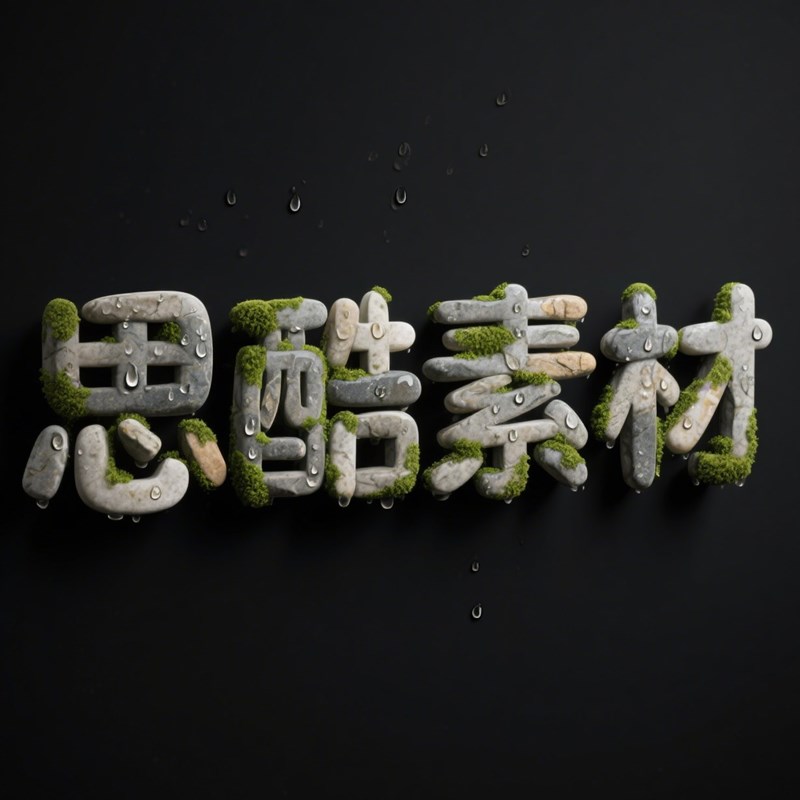 AI生成3D立体苔藓鹅软石材质创意字体~附提示词/咒语
