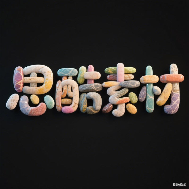 AI生成3D立体多彩鹅卵石创意字体~附提示词/咒语