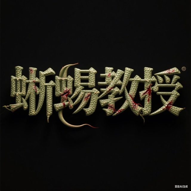 AI生成3D立体蜥蜴皮肤创意字体~附提示词/咒语