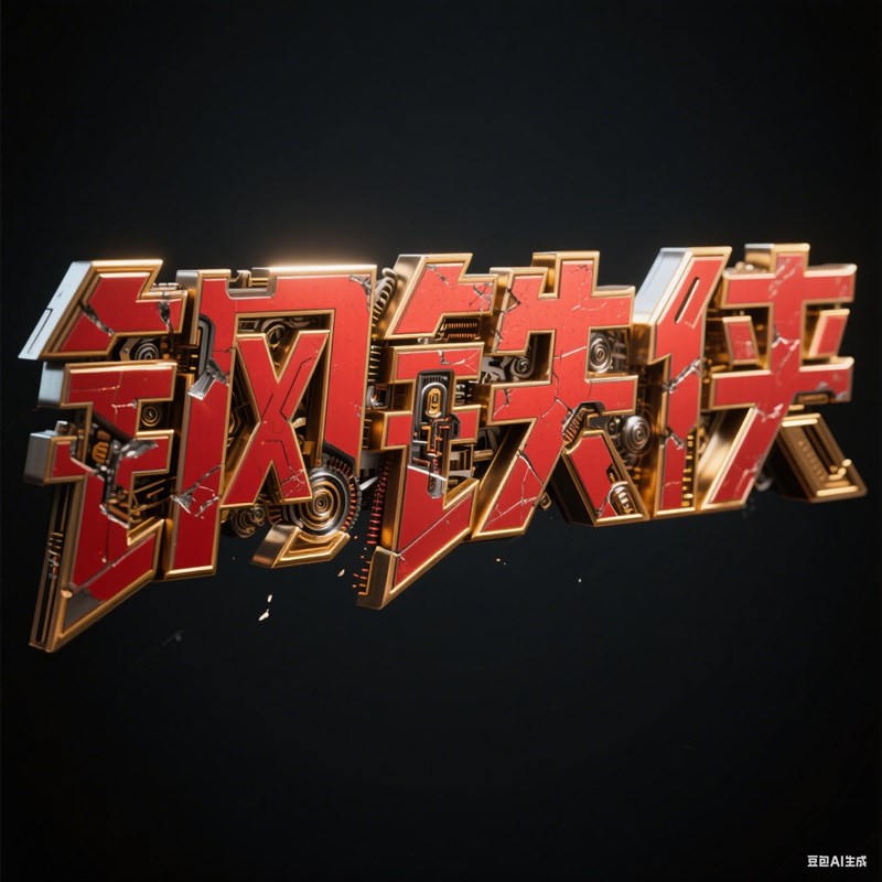 AI生成3D立体科技感钢铁侠创意字体~附提示词/咒语