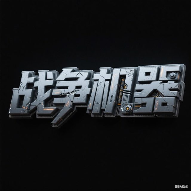 AI生成3D立体暗灰色渐变机械结构创意字体~附提示词/咒语