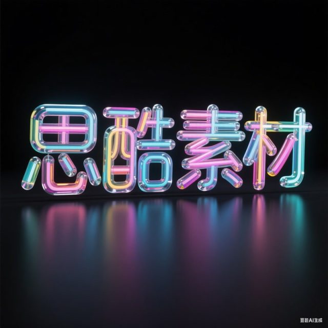 AI生成3D立体玻璃透明霓虹灯管创意字体~附提示词/咒语