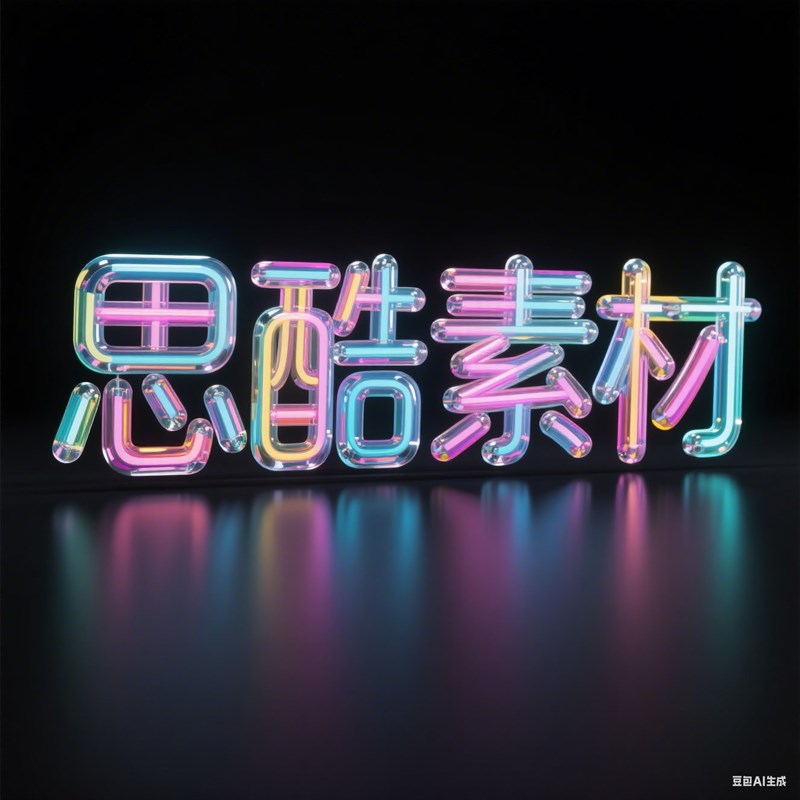 AI生成3D立体玻璃透明霓虹灯管创意字体~附提示词/咒语