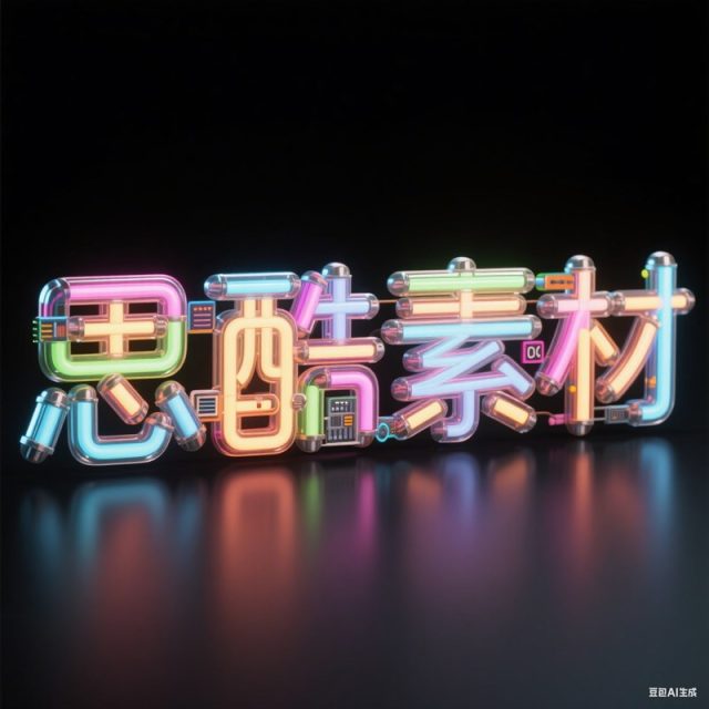 AI生成3D立体多彩霓虹灯管创意字体~附提示词/咒语