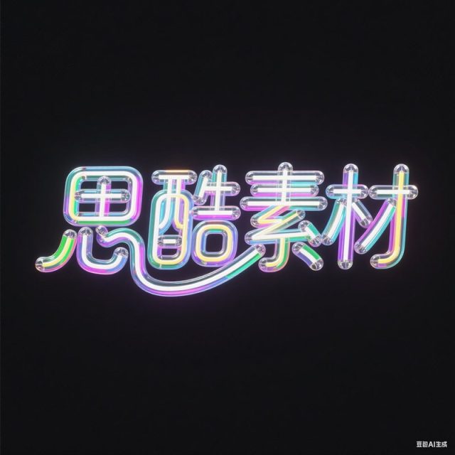 AI生成3D立体绚丽七彩霓虹灯管创意字体~附提示词/咒语
