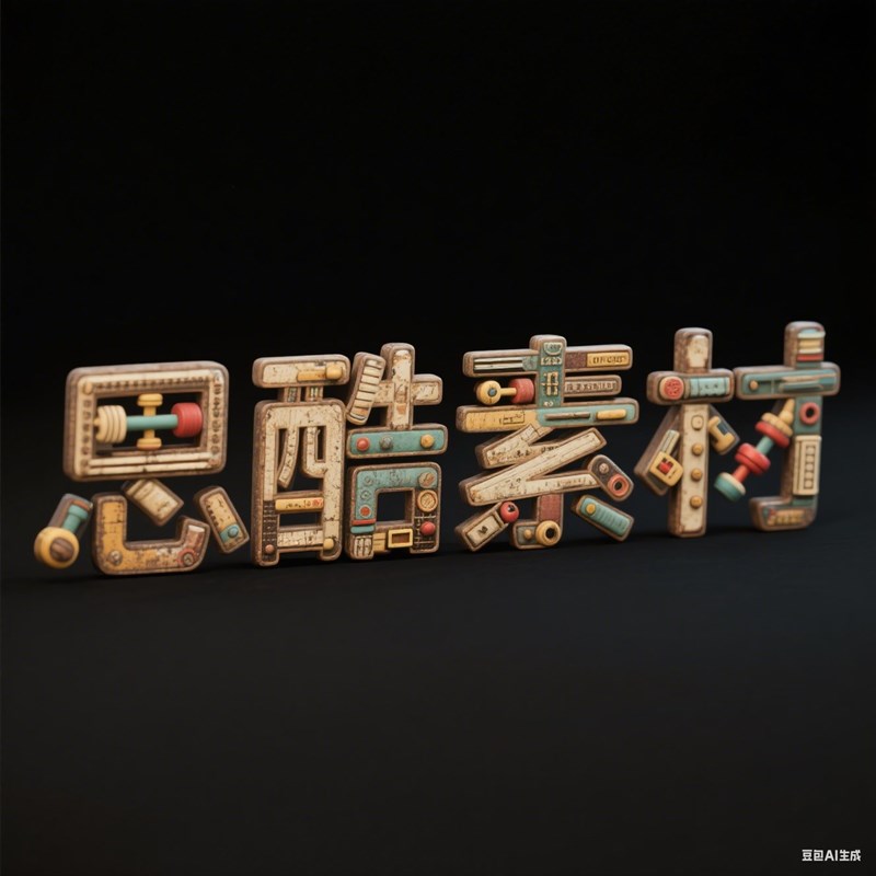 AI生成3D立体老旧年代感复古玩具创意字体~附提示词/咒语