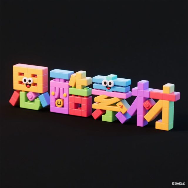 AI生成3D立体多巴胺配色乐高创意字体~附提示词/咒语