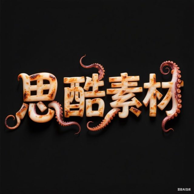 AI生成3D立体鱿鱼触角创意字体~附提示词/咒语