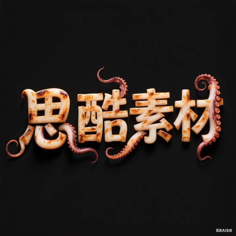 AI生成3D立体鱿鱼触角创意字体~附提示词/咒语
