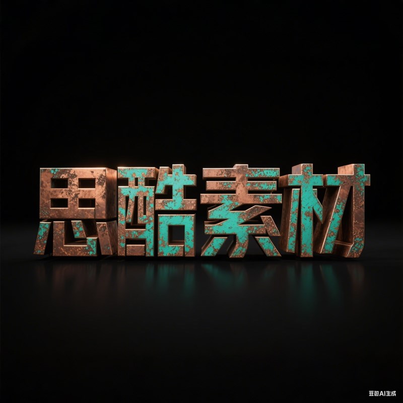 AI生成3D立体铜锈纹理氧化铜板创意字体~附提示词/咒语