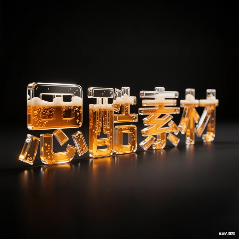 AI生成3D立体琥珀色啤酒质感创意字体~附提示词/咒语