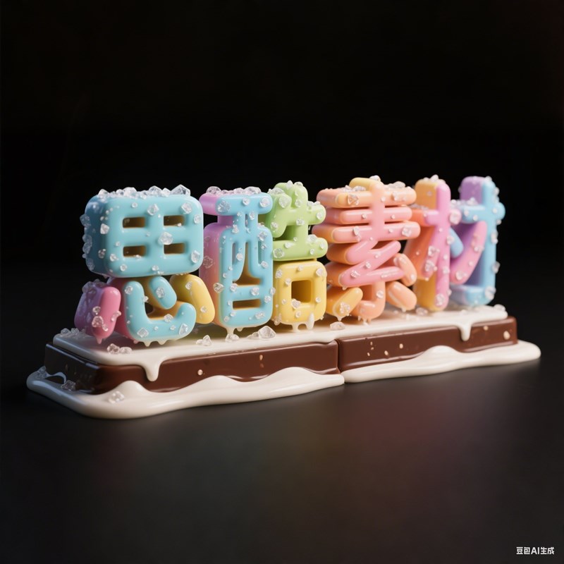 AI生成3D立体五彩雪糕质感创意字体~附提示词/咒语