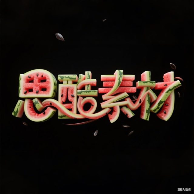 AI生成3D立体西瓜构成创意字体~附提示词/咒语
