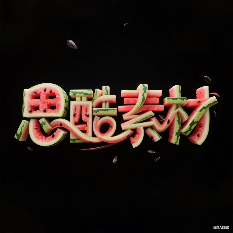 AI生成3D立体西瓜构成创意字体~附提示词/咒语
