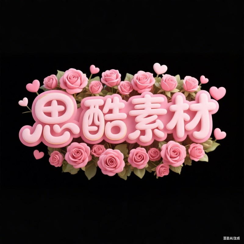 AI生成3D立体圆润可爱手写风格玫瑰创意字体~附提示词/咒语