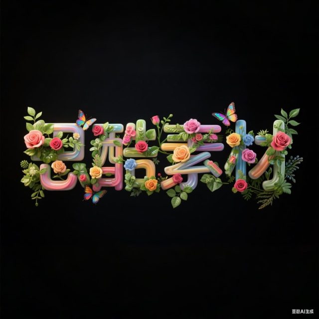 AI生成3D立体五彩缤纷立体花卉创意字体~附提示词/咒语