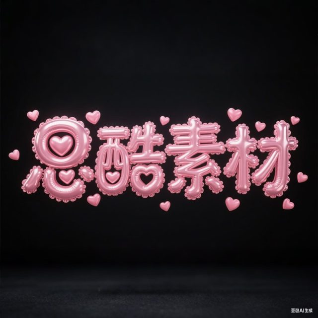 AI生成3D立体粉色锡箔气球材质创意字体~附提示词/咒语