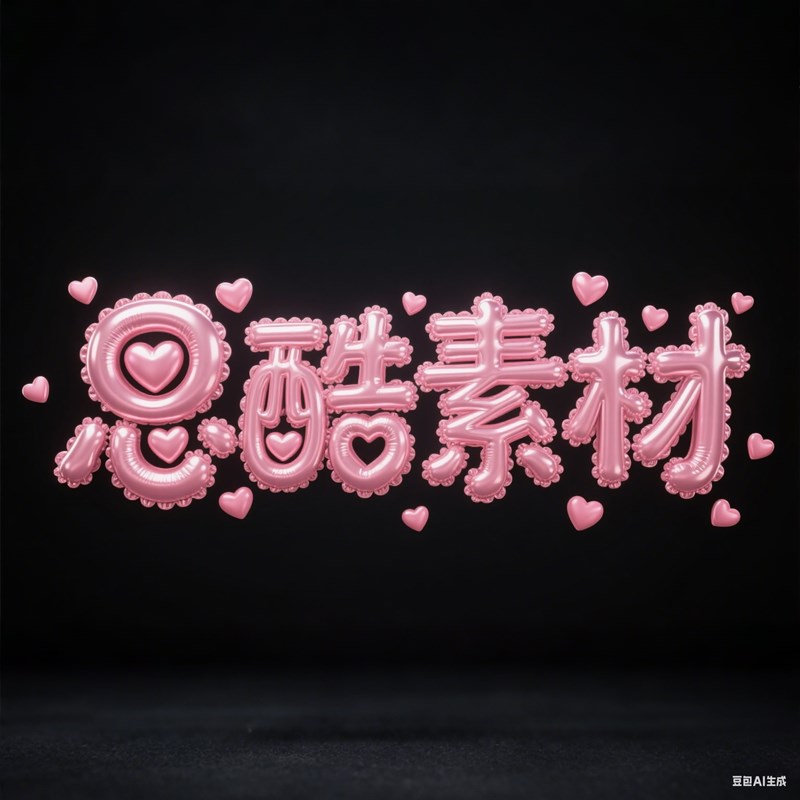 AI生成3D立体粉色锡箔气球材质创意字体~附提示词/咒语