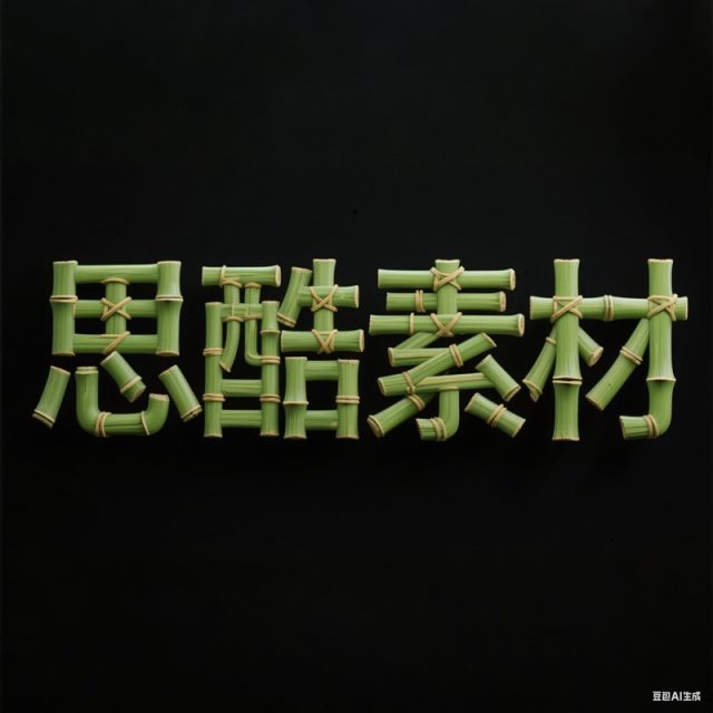 AI生成3D立体竹片穿插编织创意字体~附提示词/咒语