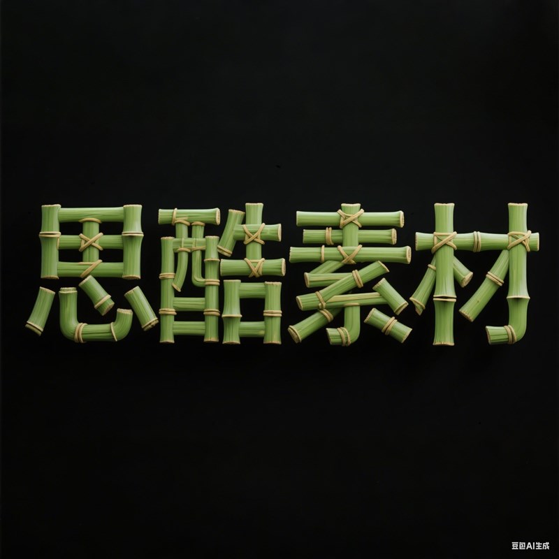AI生成3D立体竹片穿插编织创意字体~附提示词/咒语