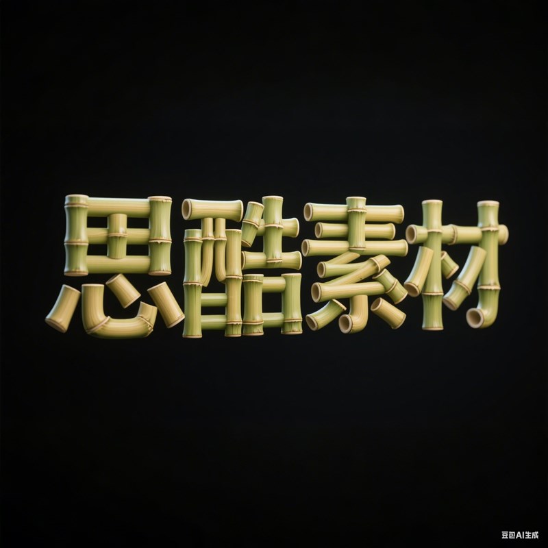 AI生成3D立体真实竹子材料拼接创意字体~附提示词/咒语