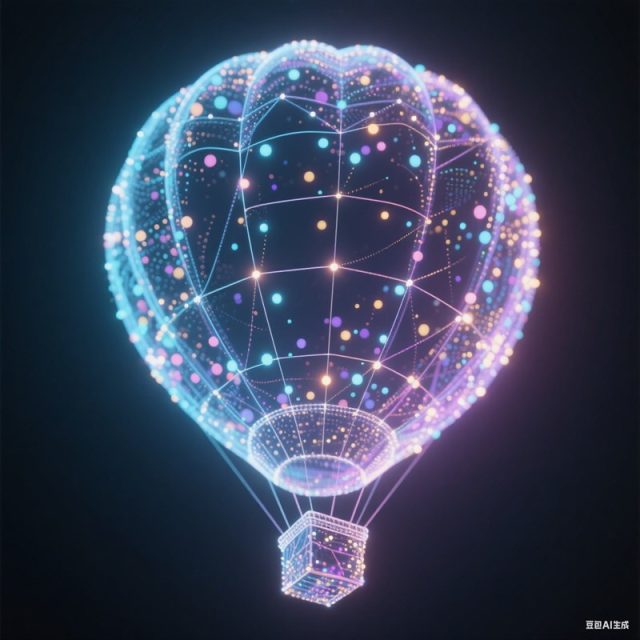 AI生成光点线面组成颗粒感热气球~附提示词/咒语