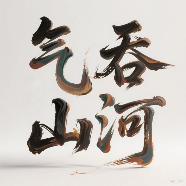 AI生成古风韵味油画丙烯混合颜料书法手写字体~附提示词/咒语