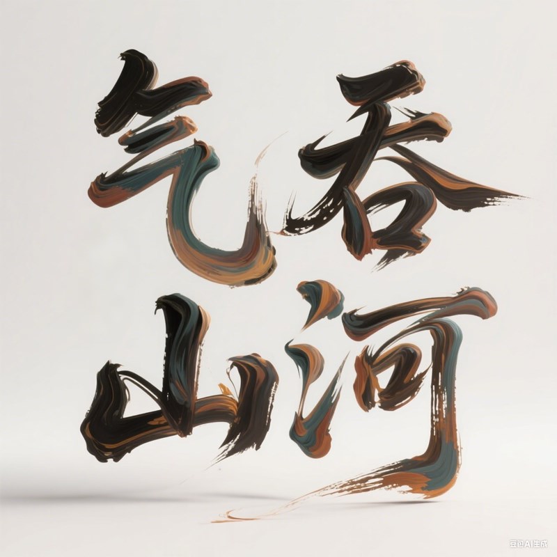 AI生成古风韵味油画丙烯混合颜料书法手写字体~附提示词/咒语
