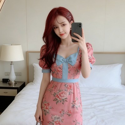 红色长裙女孩